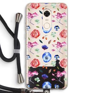 CaseCompany Bloemetjes: Xiaomi Redmi 5 Transparant Hoesje met koord