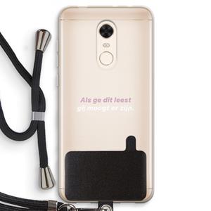 CaseCompany gij moogt er zijn: Xiaomi Redmi 5 Transparant Hoesje met koord