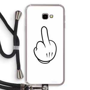 CaseCompany Middle finger white: Samsung Galaxy J4 Plus Transparant Hoesje met koord