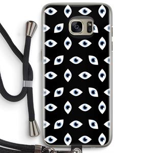 CaseCompany Eyes pattern: Samsung Galaxy S7 Edge Transparant Hoesje met koord