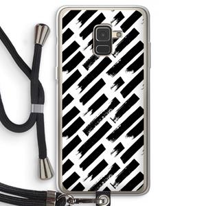 CaseCompany Zwarte vegen: Samsung Galaxy A8 (2018) Transparant Hoesje met koord