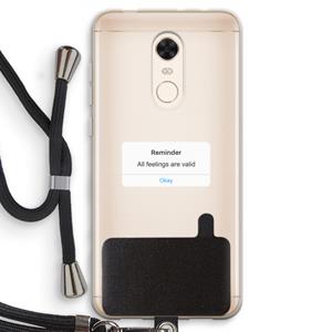 CaseCompany Reminder: Xiaomi Redmi 5 Transparant Hoesje met koord