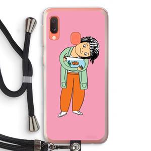 CaseCompany Visknuffel: Samsung Galaxy A20e Transparant Hoesje met koord