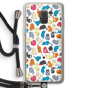 CaseCompany Kleurrijke katten: Samsung Galaxy A8 (2018) Transparant Hoesje met koord