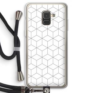 CaseCompany Zwart-witte kubussen: Samsung Galaxy A8 (2018) Transparant Hoesje met koord
