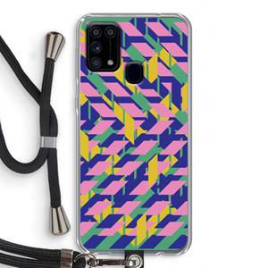 CaseCompany Skew Blush 1: Samsung Galaxy M31 Transparant Hoesje met koord