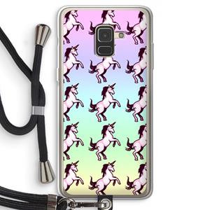 CaseCompany Musketon Unicorn: Samsung Galaxy A8 (2018) Transparant Hoesje met koord
