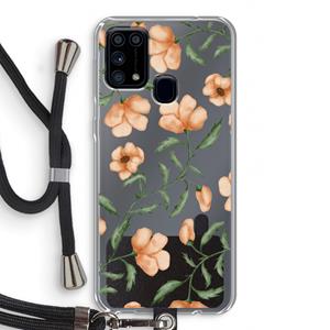 CaseCompany Peachy flowers: Samsung Galaxy M31 Transparant Hoesje met koord