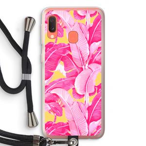 CaseCompany Pink Banana: Samsung Galaxy A20e Transparant Hoesje met koord
