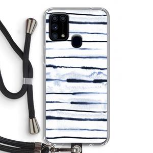 CaseCompany Ink Stripes: Samsung Galaxy M31 Transparant Hoesje met koord