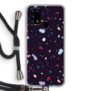 CaseCompany Dark Rounded Terrazzo: Samsung Galaxy M31 Transparant Hoesje met koord