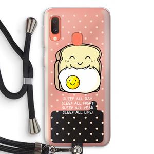 CaseCompany Sleep All Day: Samsung Galaxy A20e Transparant Hoesje met koord