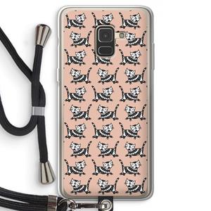 CaseCompany Zwarte poes: Samsung Galaxy A8 (2018) Transparant Hoesje met koord