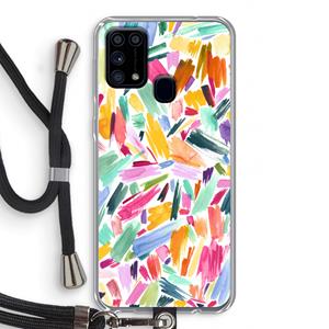 CaseCompany Watercolor Brushstrokes: Samsung Galaxy M31 Transparant Hoesje met koord