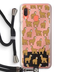 CaseCompany Alpacas: Samsung Galaxy A20e Transparant Hoesje met koord
