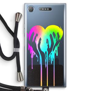 CaseCompany Hold My Heart: Sony Xperia XZ1 Transparant Hoesje met koord