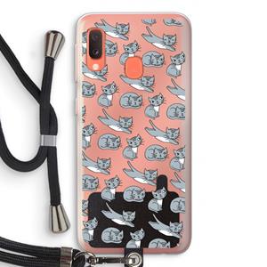 CaseCompany Poezen: Samsung Galaxy A20e Transparant Hoesje met koord