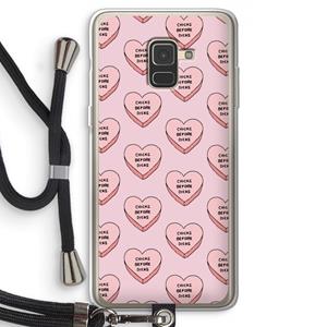 CaseCompany Chicks before dicks: Samsung Galaxy A8 (2018) Transparant Hoesje met koord