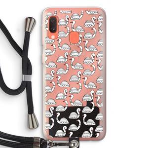 CaseCompany Zwanen: Samsung Galaxy A20e Transparant Hoesje met koord