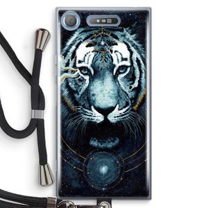 CaseCompany Darkness Tiger: Sony Xperia XZ1 Transparant Hoesje met koord