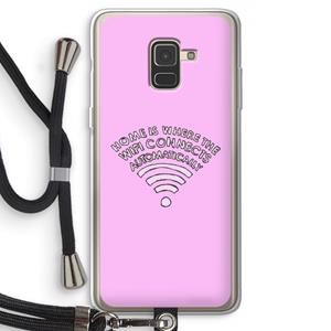 CaseCompany Home Is Where The Wifi Is: Samsung Galaxy A8 (2018) Transparant Hoesje met koord