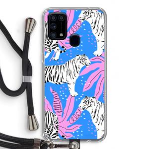 CaseCompany Tijger: Samsung Galaxy M31 Transparant Hoesje met koord