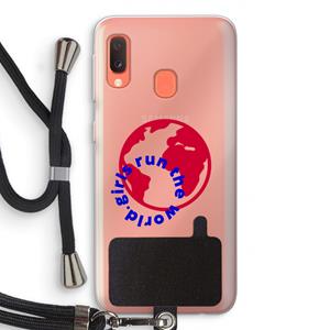 CaseCompany Run The World: Samsung Galaxy A20e Transparant Hoesje met koord