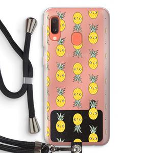 CaseCompany Ananas: Samsung Galaxy A20e Transparant Hoesje met koord