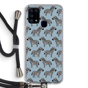 CaseCompany Zebra: Samsung Galaxy M31 Transparant Hoesje met koord