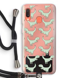 CaseCompany Dinos: Samsung Galaxy A20e Transparant Hoesje met koord