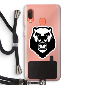 CaseCompany Angry Bear (white): Samsung Galaxy A20e Transparant Hoesje met koord