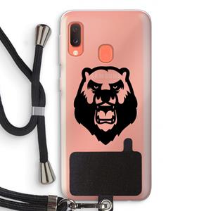CaseCompany Angry Bear (black): Samsung Galaxy A20e Transparant Hoesje met koord