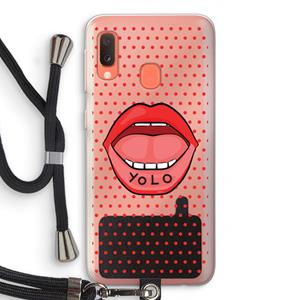 CaseCompany Yolo Denise: Samsung Galaxy A20e Transparant Hoesje met koord