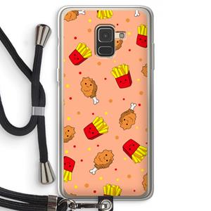 CaseCompany Chicken 'n Fries: Samsung Galaxy A8 (2018) Transparant Hoesje met koord
