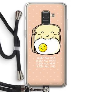 CaseCompany Sleep All Day: Samsung Galaxy A8 (2018) Transparant Hoesje met koord