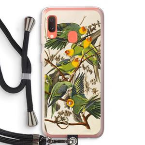CaseCompany Carolinaparkiet: Samsung Galaxy A20e Transparant Hoesje met koord