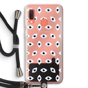 CaseCompany Eyes pattern: Samsung Galaxy A20e Transparant Hoesje met koord