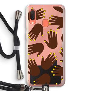 CaseCompany Hands dark: Samsung Galaxy A20e Transparant Hoesje met koord
