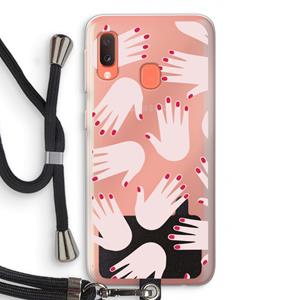 CaseCompany Hands pink: Samsung Galaxy A20e Transparant Hoesje met koord
