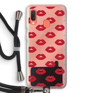 CaseCompany Lips: Samsung Galaxy A20e Transparant Hoesje met koord