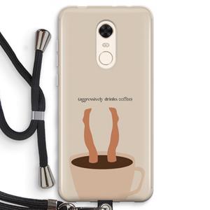 CaseCompany Aggressively drinks coffee: Xiaomi Redmi 5 Transparant Hoesje met koord