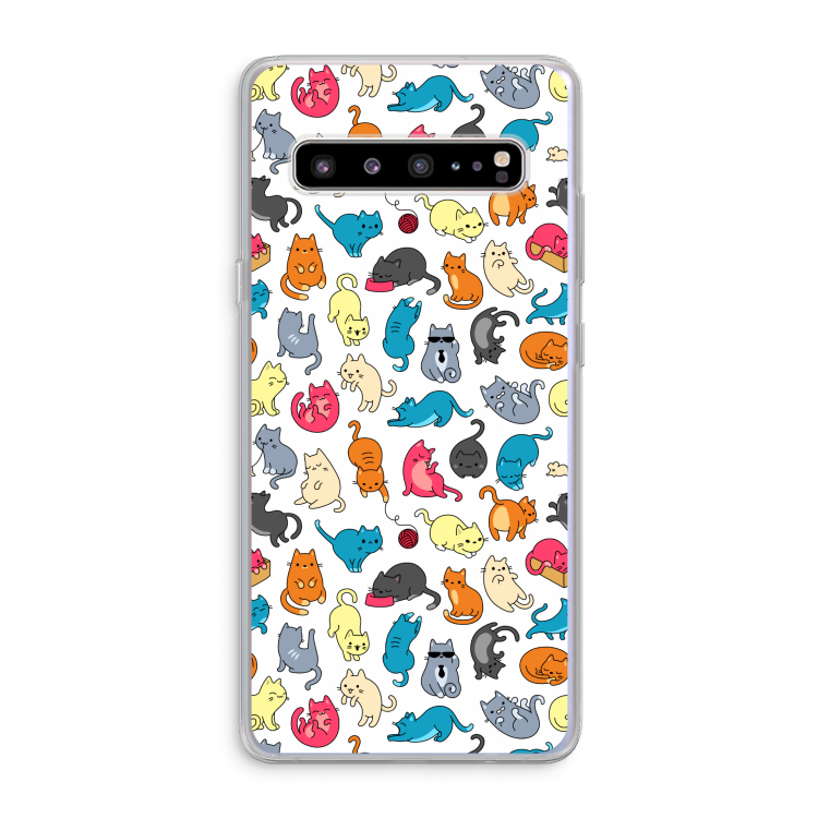 CaseCompany Kleurrijke katten: Samsung Galaxy S10 5G Transparant Hoesje