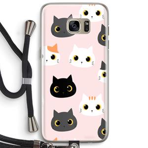 CaseCompany Katten: Samsung Galaxy S7 Edge Transparant Hoesje met koord