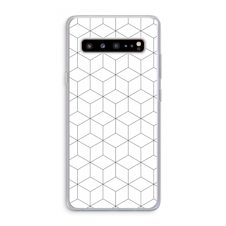 CaseCompany Zwart-witte kubussen: Samsung Galaxy S10 5G Transparant Hoesje