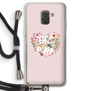 CaseCompany GRL PWR Flower: Samsung Galaxy A8 (2018) Transparant Hoesje met koord
