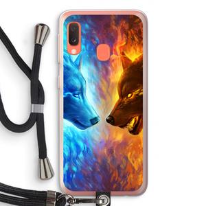 CaseCompany Fire & Ice: Samsung Galaxy A20e Transparant Hoesje met koord
