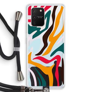 CaseCompany Colored Zebra: Samsung Galaxy S10 Lite Transparant Hoesje met koord