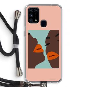 CaseCompany Orange lips: Samsung Galaxy M31 Transparant Hoesje met koord