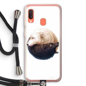 CaseCompany Yin Yang Wolves: Samsung Galaxy A20e Transparant Hoesje met koord