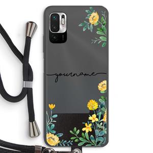 CaseCompany Gele bloemen: Xiaomi Redmi Note 10 5G Transparant Hoesje met koord